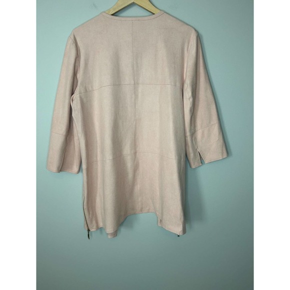 Chico's Open Front Zip-Detail Faux-Suede Jacket Topper Women's Large SZ 2 - Picture 5 of 8